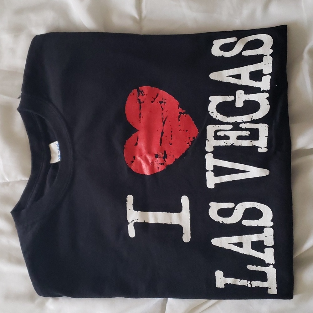 Gilden, Small, Black Las Vegas Graphic Short Sleeve Tee